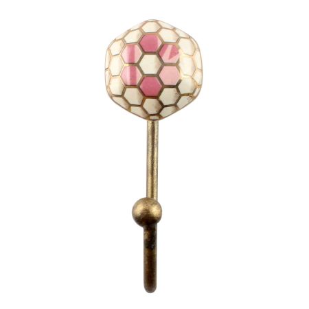 Golden Football Pattern Hexagon Ceramic Wall Hook